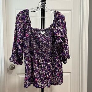 Purple floral crown and Ivy peplum top